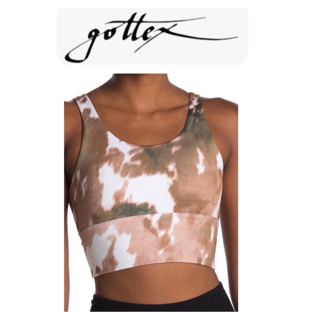 🎄🧑‍🎄 GOTTEX Brown Tie Dye Sports Bra NWT S from Peach Skin Collection